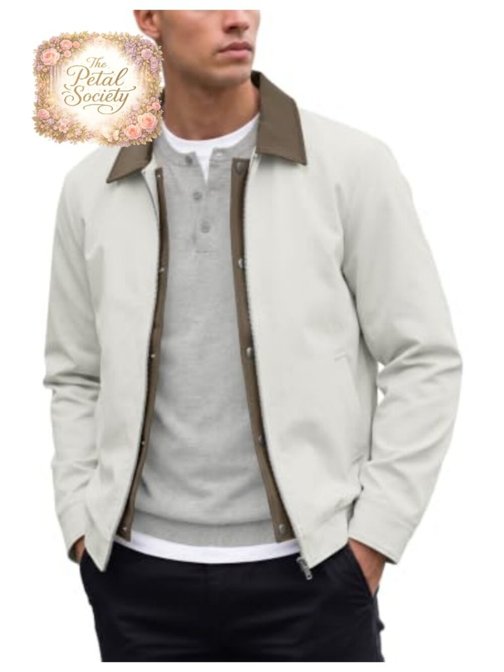 Mens Lightweight Windbreaker Jacket Polos Collar Zip Button Golf Coat